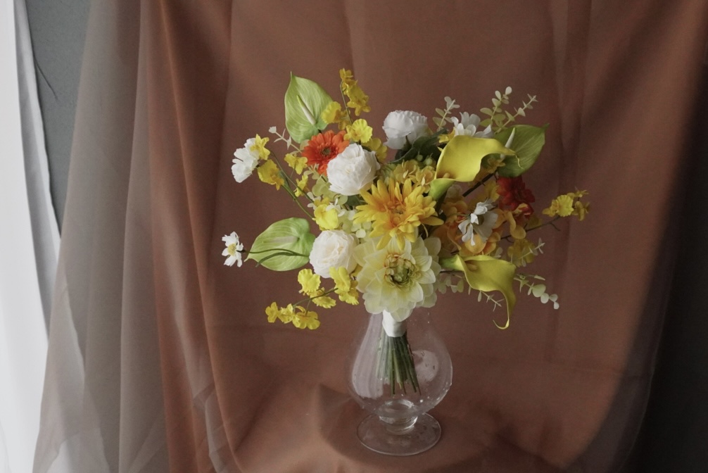 にょろりさま売約済バレッタ〈Bouquet・グレイッシュピンクな八重の桜